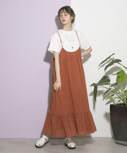 UR Lab.（アーバンリサーチラボ）の「マーメイドキャミソールワンピース（ワンピース・レディース・オレンジ/チャコールグレー・FREE）」の3枚目の写真