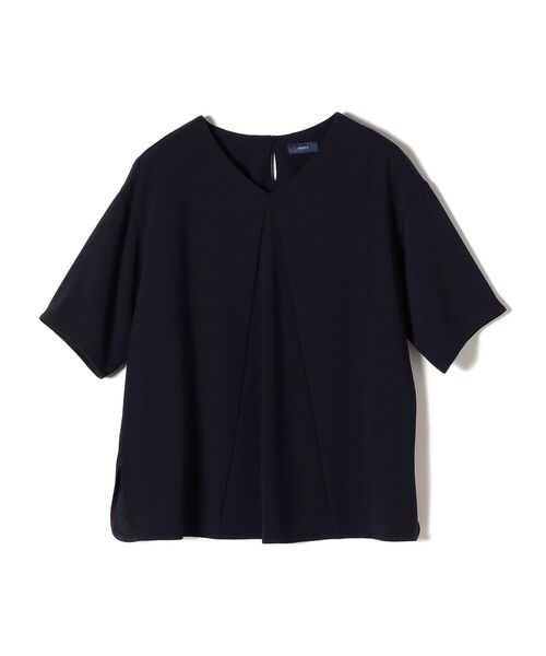 SHIPS(シップス)の「バックサテンショートスリーブプルオーバー(シャツ/ブラウス・レディース・ネイビー/ベージュ・ONE SIZE)」の1枚目の写真