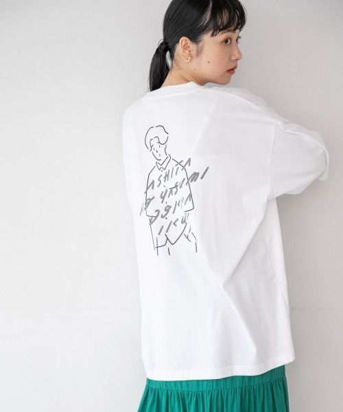 LOWRYS FARM（ローリーズファーム）の「ＭＩＴＡＩＮＡイラストコラボ　957308（Tシャツ/カットソー・メンズ・ホワイト/レッド/グリーン・MEDIUM/LARGE）」の2枚目の写真