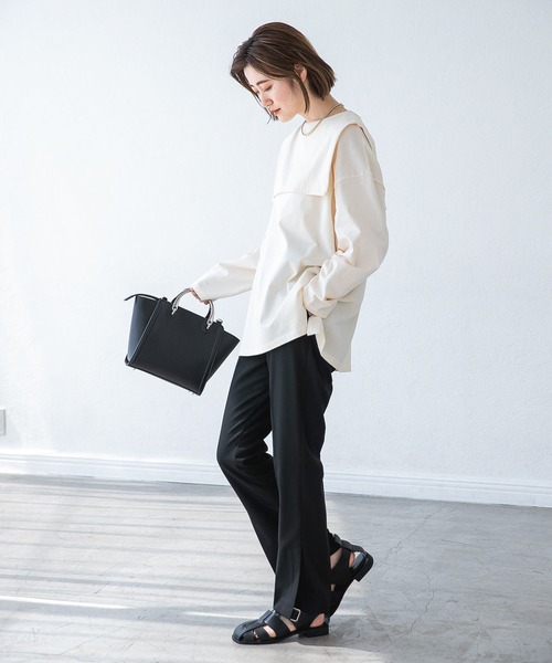 A part by(アパートバイ)の「メタルハンドルミドルバッグ 959523(ショルダーバッグ・レディース・ブラック/アイボリー・FREE)」の4枚目の写真