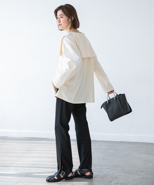 A part by(アパートバイ)の「メタルハンドルミドルバッグ 959523(ショルダーバッグ・レディース・ブラック/アイボリー・FREE)」の5枚目の写真