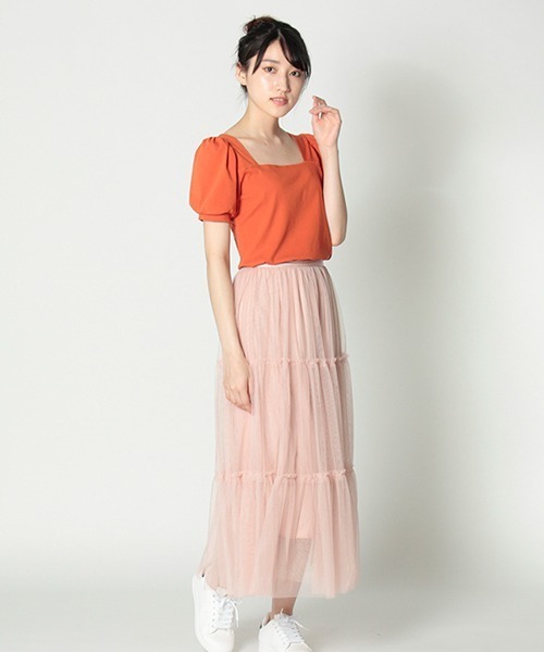 toucher du brise(トゥシェドブリーズ)の「スクエアネックカットソー(Tシャツ/カットソー・レディース・オレンジ/ブラック/ホワイト・M)」の6枚目の写真