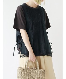 Samansa Mos2 | レース脇リボンベスト(ベスト)