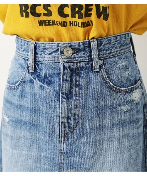 RODEO CROWNS WIDE BOWL（ロデオクラウンズワイドボウル）の「ヘムクラッシュデニムマキシスカート（デニムスカート・レディース・ブルー・SMALL/MEDIUM/X-SMALL）」の7枚目の写真