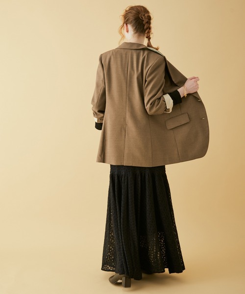 MADEMOISELLE ROPE'（マドモアゼル ロペ）の「レースギャザーフレアロングスカート（スカート・レディース・ホワイト/ブラック・38/36）」の17枚目の写真