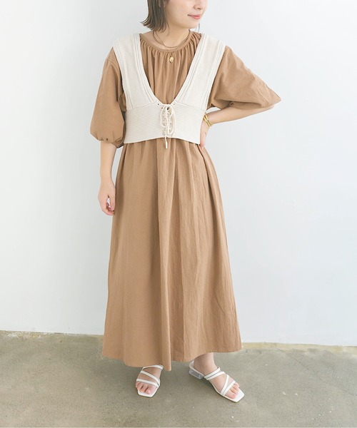 nemne store(ネンネストア)の「エスプレッソをそそぐ後ろ空きロングワンピース(ワンピース・レディース・アイボリー/モカ・フリー)」の17枚目の写真