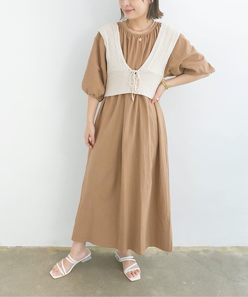 nemne store(ネンネストア)の「エスプレッソをそそぐ後ろ空きロングワンピース(ワンピース・レディース・アイボリー/モカ・フリー)」の21枚目の写真