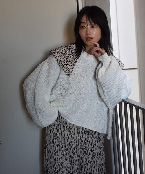 Alley by w closet(アリーバイダブルクローゼット)の「【Alley】ふさふさショート丈プルオーバー(ニット/セーター・レディース・オフホワイト/パープル系その他/ライム・FREE)」の10枚目の写真