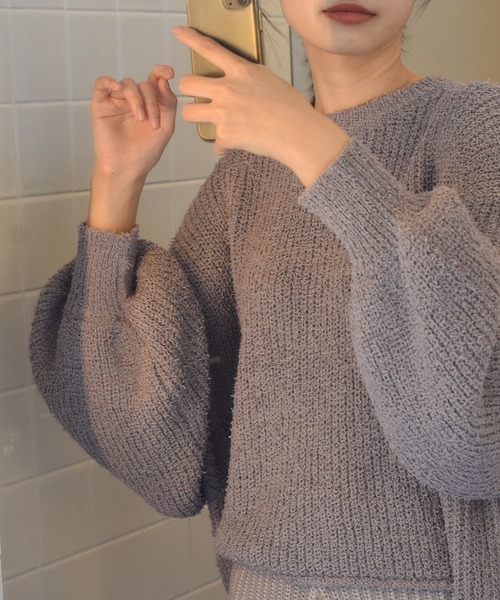 Alley by w closet(アリーバイダブルクローゼット)の「【Alley】ふさふさショート丈プルオーバー(ニット/セーター・レディース・オフホワイト/パープル系その他/ライム・FREE)」の19枚目の写真