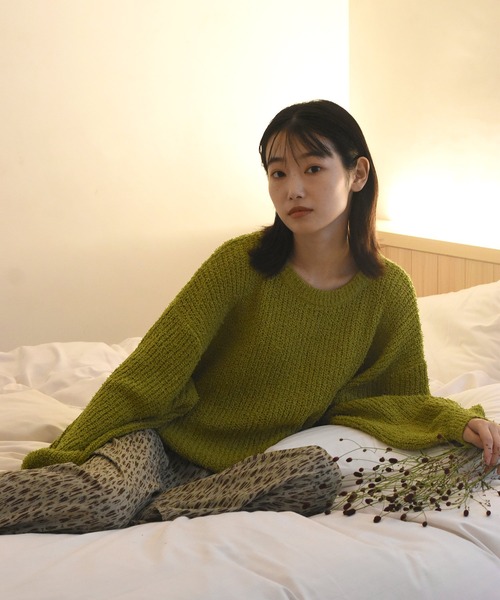 Alley by w closet(アリーバイダブルクローゼット)の「【Alley】ふさふさショート丈プルオーバー(ニット/セーター・レディース・オフホワイト/パープル系その他/ライム・FREE)」の22枚目の写真