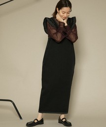 KBF | 【低身長向けSサイズ】フリルデニムワンピース(ワンピース)