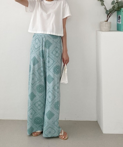 me+em select（ミームセレクト）の「ペイズリーワイドストレートイージーパンツ（その他パンツ・レディース・ブラック/アイボリー/ミント・FREE）」の19枚目の写真