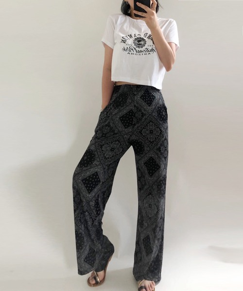 me+em select（ミームセレクト）の「ペイズリーワイドストレートイージーパンツ（その他パンツ・レディース・ブラック/アイボリー/ミント・FREE）」の10枚目の写真