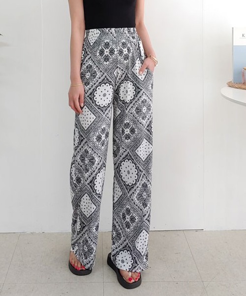 me+em select（ミームセレクト）の「ペイズリーワイドストレートイージーパンツ（その他パンツ・レディース・ブラック/アイボリー/ミント・FREE）」の22枚目の写真