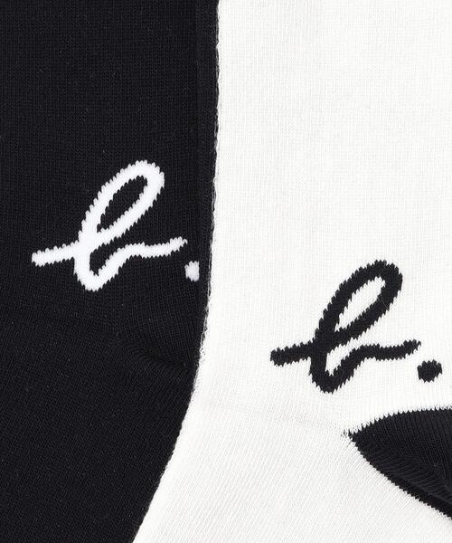 agnes b.（アニエスベー）の「KE60 E CHAUSSETTE キッズ b.ロゴバイカラーソックス（ソックス/靴下・キッズ・ブラック・1/2/3）」の2枚目の写真