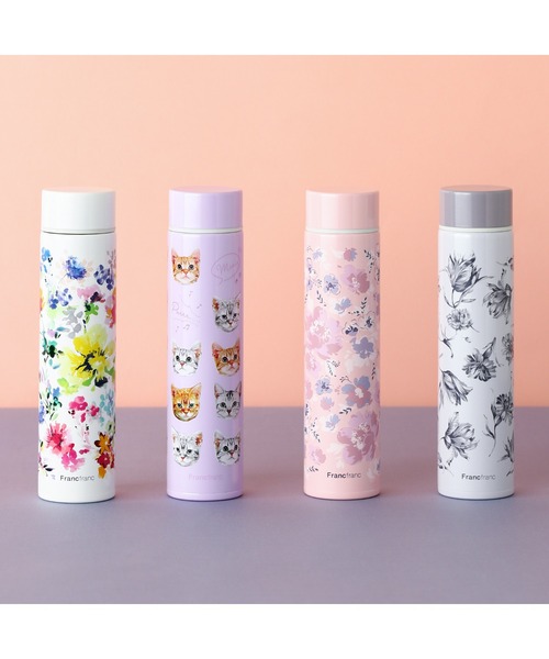 セール】シュシュ ボトル 180ml フラワー ピンク（水筒