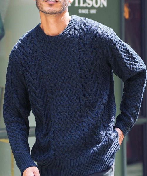 jiggys shop(ジギーズショップ)の「ローゲージ クルーネック フィッシャーマン ケーブルニット セーター(ニット/セーター・メンズ・ホワイト/ブラック/パープル/ブルー系その他/モカ/レッド系その他/グレイッシュベージュ/ブルー系その他2/グレー系その他2/ブルー系その他3/ブラック系その他/ベージュ系その他/グレー系その他/ミックスグレー/ブルー系その他4/ブルー系その他5/カーキ/チャコールグレー/ブルー/オレンジ/グリーン・LARGE/SMALL/MEDIUM/X-LARGE)」の14枚目の写真