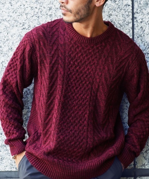 jiggys shop(ジギーズショップ)の「ローゲージ クルーネック フィッシャーマン ケーブルニット セーター(ニット/セーター・メンズ・ホワイト/ブラック/パープル/ブルー系その他/モカ/レッド系その他/グレイッシュベージュ/ブルー系その他2/グレー系その他2/ブルー系その他3/ブラック系その他/ベージュ系その他/グレー系その他/ミックスグレー/ブルー系その他4/ブルー系その他5/カーキ/チャコールグレー/ブルー/オレンジ/グリーン・LARGE/SMALL/MEDIUM/X-LARGE)」の20枚目の写真