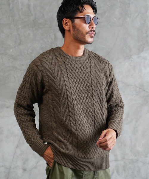 jiggys shop(ジギーズショップ)の「ローゲージ クルーネック フィッシャーマン ケーブルニット セーター(ニット/セーター・メンズ・ホワイト/ブラック/パープル/ブルー系その他/モカ/レッド系その他/グレイッシュベージュ/ブルー系その他2/グレー系その他2/ブルー系その他3/ブラック系その他/ベージュ系その他/グレー系その他/ミックスグレー/ブルー系その他4/ブルー系その他5/カーキ/チャコールグレー/ブルー/オレンジ/グリーン・LARGE/SMALL/MEDIUM/X-LARGE)」の11枚目の写真