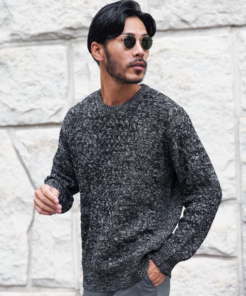 jiggys shop(ジギーズショップ)の「ローゲージ クルーネック フィッシャーマン ケーブルニット セーター(ニット/セーター・メンズ・ホワイト/ブラック/パープル/ブルー系その他/モカ/レッド系その他/グレイッシュベージュ/ブルー系その他2/グレー系その他2/ブルー系その他3/ブラック系その他/ベージュ系その他/グレー系その他/ミックスグレー/ブルー系その他4/ブルー系その他5/カーキ/チャコールグレー/ブルー/オレンジ/グリーン・LARGE/SMALL/MEDIUM/X-LARGE)」の5枚目の写真