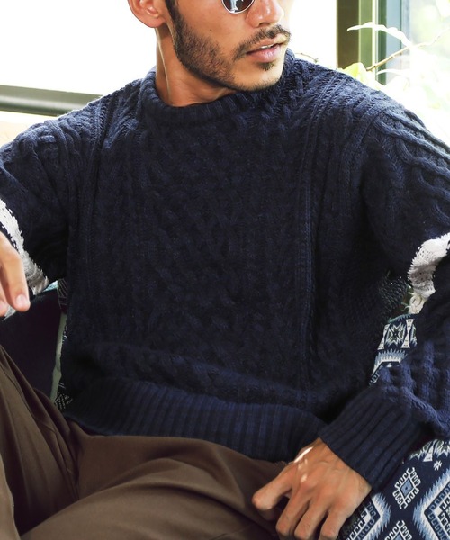 jiggys shop(ジギーズショップ)の「ローゲージ クルーネック フィッシャーマン ケーブルニット セーター(ニット/セーター・メンズ・ホワイト/ブラック/パープル/ブルー系その他/モカ/レッド系その他/グレイッシュベージュ/ブルー系その他2/グレー系その他2/ブルー系その他3/ブラック系その他/ベージュ系その他/グレー系その他/ミックスグレー/ブルー系その他4/ブルー系その他5/カーキ/チャコールグレー/ブルー/オレンジ/グリーン・LARGE/SMALL/MEDIUM/X-LARGE)」の15枚目の写真