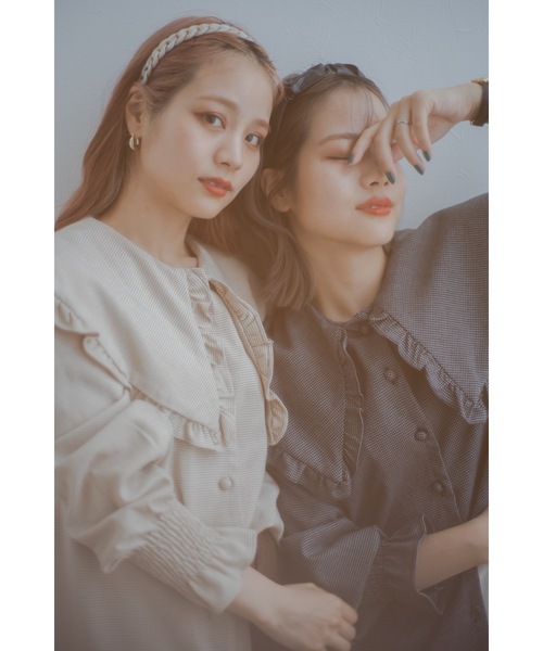 jumelle（ジュメロ）の「ビッグカラーチェックブラウス（シャツ/ブラウス・レディース・ブラック/ベージュ・FREE）」の15枚目の写真