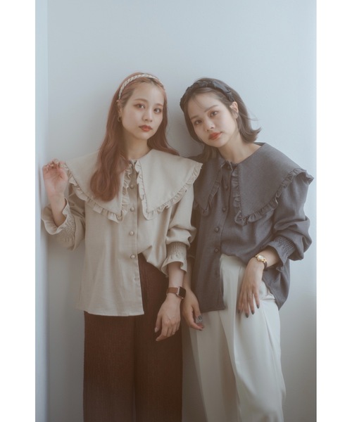 jumelle（ジュメロ）の「ビッグカラーチェックブラウス（シャツ/ブラウス・レディース・ブラック/ベージュ・FREE）」の17枚目の写真