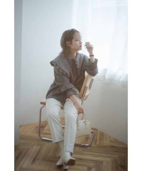 jumelle（ジュメロ）の「ビッグカラーチェックブラウス（シャツ/ブラウス・レディース・ブラック/ベージュ・FREE）」の14枚目の写真