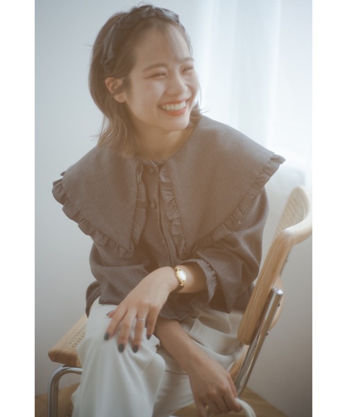 jumelle（ジュメロ）の「ビッグカラーチェックブラウス（シャツ/ブラウス・レディース・ブラック/ベージュ・FREE）」の11枚目の写真