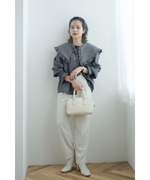 jumelle（ジュメロ）の「ビッグカラーチェックブラウス（シャツ/ブラウス・レディース・ブラック/ベージュ・FREE）」の7枚目の写真