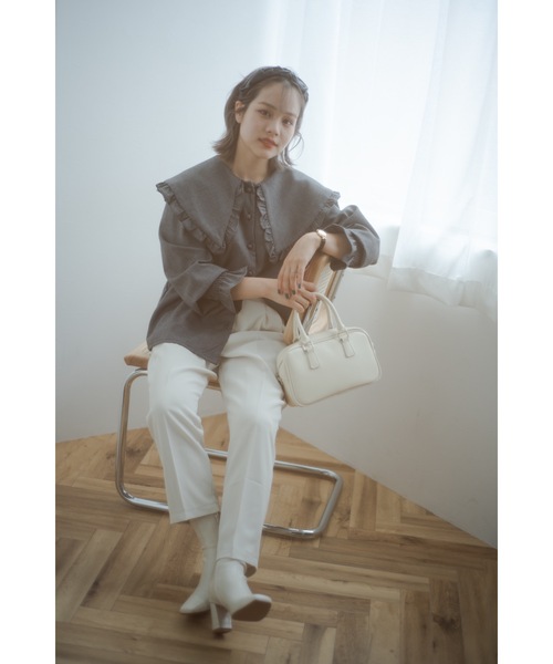 jumelle（ジュメロ）の「ビッグカラーチェックブラウス（シャツ/ブラウス・レディース・ブラック/ベージュ・FREE）」の10枚目の写真