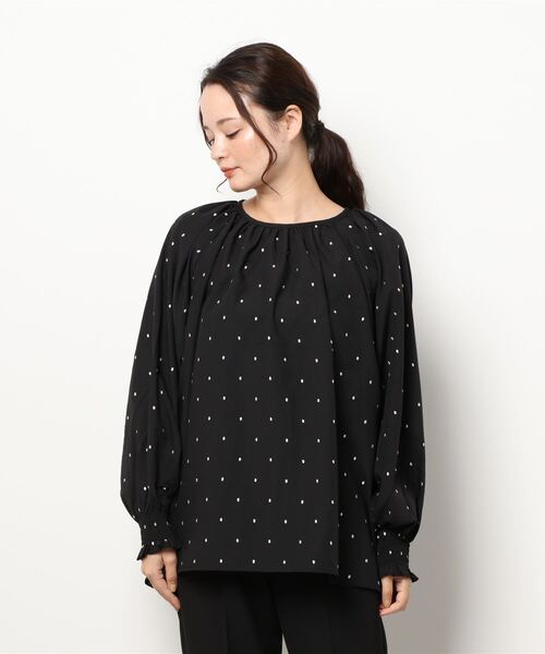 AMERICAN HOLIC（アメリカンホリック）の「ラメ刺繍ラグランブラウス（シャツ/ブラウス・レディース・ライトベージュ/ブラック・M/L）」の4枚目の写真