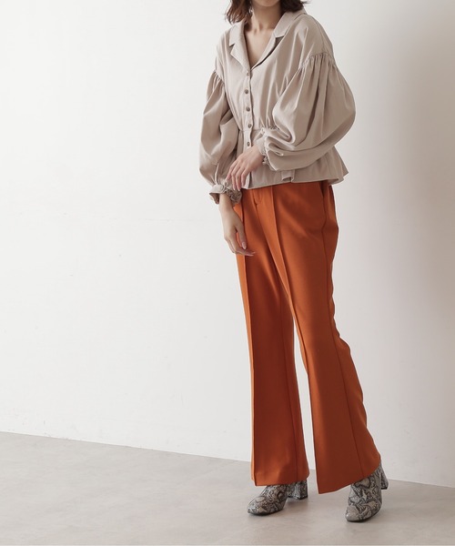 FREE'S MART（フリーズマート）の「◆起毛ペプラム開襟ブラウス（シャツ/ブラウス・レディース・ブラック/ベージュ/カーキ・FREE）」の10枚目の写真