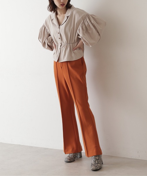 FREE'S MART（フリーズマート）の「◆起毛ペプラム開襟ブラウス（シャツ/ブラウス・レディース・ブラック/ベージュ/カーキ・FREE）」の7枚目の写真