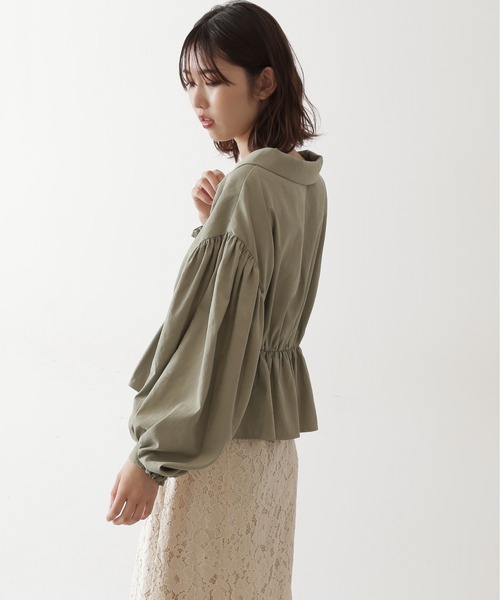 FREE'S MART（フリーズマート）の「◆起毛ペプラム開襟ブラウス（シャツ/ブラウス・レディース・ブラック/ベージュ/カーキ・FREE）」の5枚目の写真