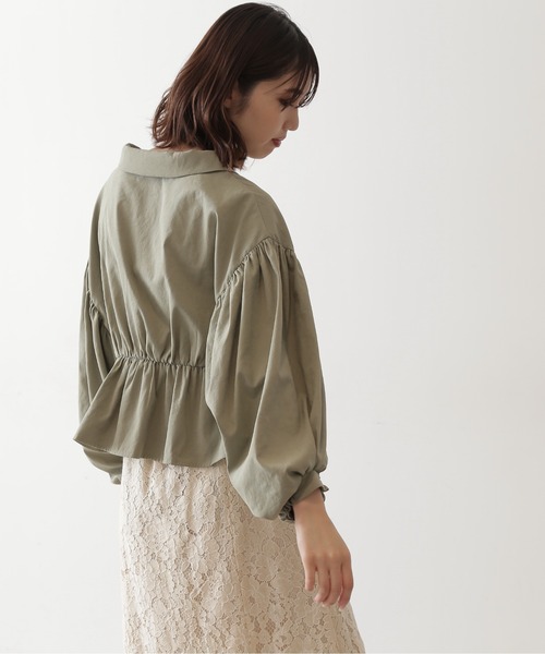 FREE'S MART（フリーズマート）の「◆起毛ペプラム開襟ブラウス（シャツ/ブラウス・レディース・ブラック/ベージュ/カーキ・FREE）」の6枚目の写真