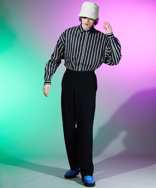 MAISON SPECIAL（メゾンスペシャル）の「《ユニセックスアイテム》ニットストレートピンタックパンツ 【MAISON SPECIAL/メゾンスペシャル】（その他パンツ・メンズ・チャコールグレー/ブラック/パープル/イエロー/ブルー/グリーン/アイボリー・1/2/0）」の8枚目の写真