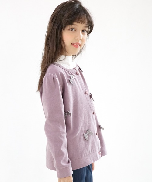 Bee des Bee（ビーデスビー）の「フロントリボンカーディガン（カーディガン/ボレロ・キッズ・ブラック/ブルーグレー/ブラウン/グレイッシュベージュ/ミント/ラベンダー/コーラルピンク/アイボリー/チャコール/グリーン系/ベージュ系/ピンク系/パープル系・100cm/110cm/120cm/130cm/140cm/150cm）」の11枚目の写真