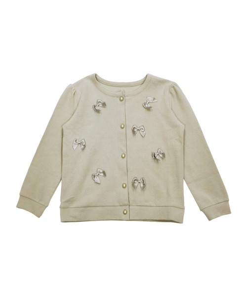 Bee des Bee（ビーデスビー）の「フロントリボンカーディガン（カーディガン/ボレロ・キッズ・ブラック/ブルーグレー/ブラウン/グレイッシュベージュ/ミント/ラベンダー/コーラルピンク/アイボリー/チャコール/グリーン系/ベージュ系/ピンク系/パープル系・100cm/110cm/120cm/130cm/140cm/150cm）」の7枚目の写真