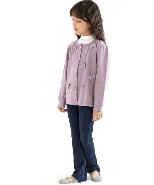 Bee des Bee（ビーデスビー）の「フロントリボンカーディガン（カーディガン/ボレロ・キッズ・ブラック/ブルーグレー/ブラウン/グレイッシュベージュ/ミント/ラベンダー/コーラルピンク/アイボリー/チャコール/グリーン系/ベージュ系/ピンク系/パープル系・100cm/110cm/120cm/130cm/140cm/150cm）」の17枚目の写真