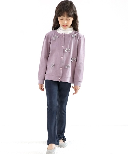 Bee des Bee（ビーデスビー）の「フロントリボンカーディガン（カーディガン/ボレロ・キッズ・ブラック/ブルーグレー/ブラウン/グレイッシュベージュ/ミント/ラベンダー/コーラルピンク/アイボリー/チャコール/グリーン系/ベージュ系/ピンク系/パープル系・100cm/110cm/120cm/130cm/140cm/150cm）」の18枚目の写真