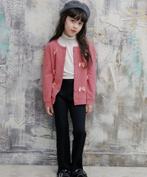 Bee des Bee（ビーデスビー）の「フロントリボンカーディガン（カーディガン/ボレロ・キッズ・ブラック/ブルーグレー/ブラウン/グレイッシュベージュ/ミント/ラベンダー/コーラルピンク/アイボリー/チャコール/グリーン系/ベージュ系/ピンク系/パープル系・100cm/110cm/120cm/130cm/140cm/150cm）」の20枚目の写真