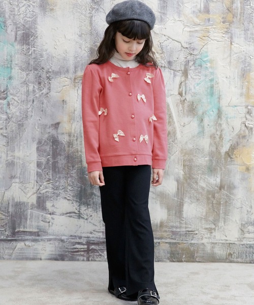 Bee des Bee（ビーデスビー）の「フロントリボンカーディガン（カーディガン/ボレロ・キッズ・ブラック/ブルーグレー/ブラウン/グレイッシュベージュ/ミント/ラベンダー/コーラルピンク/アイボリー/チャコール/グリーン系/ベージュ系/ピンク系/パープル系・100cm/110cm/120cm/130cm/140cm/150cm）」の21枚目の写真