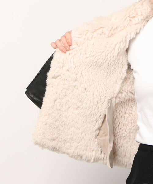 ALLSAINTS（オールセインツ）の「SYLVAN SHEARLING BIK | SYLVAN シアリング バイカー（ライダースジャケット・レディース・ブラック×ホワイト・10/8/4/6）」の10枚目の写真