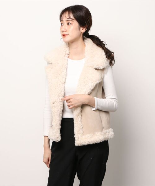 ALLSAINTS（オールセインツ）の「SYLVAN SHEARLING BIK | SYLVAN シアリング バイカー（ライダースジャケット・レディース・ブラック×ホワイト・10/8/4/6）」の11枚目の写真