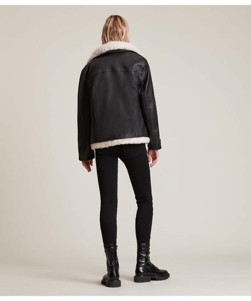 ALLSAINTS（オールセインツ）の「SYLVAN SHEARLING BIK | SYLVAN シアリング バイカー（ライダースジャケット・レディース・ブラック×ホワイト・10/8/4/6）」の7枚目の写真
