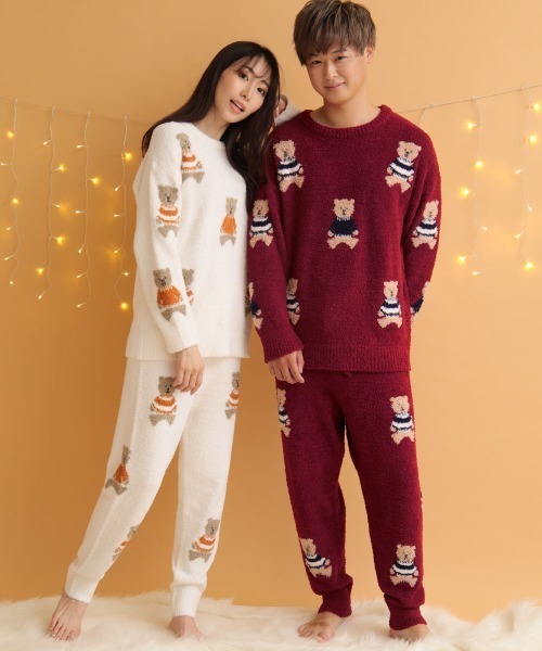 aimerfeel(エメフィール)の「×【アウトレット】モチーフ モールニット 上下セット (男女兼用サイズ)(ルームウェア/パジャマ・レディース・ボルドー/オフホワイト/チャコールグレー/ピンク/ネイビー・LARGE/MEDIUM)」の18枚目の写真