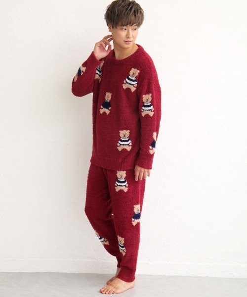 aimerfeel(エメフィール)の「×【アウトレット】モチーフ モールニット 上下セット (男女兼用サイズ)(ルームウェア/パジャマ・レディース・ボルドー/オフホワイト/チャコールグレー/ピンク/ネイビー・LARGE/MEDIUM)」の15枚目の写真