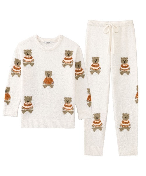 aimerfeel(エメフィール)の「×【アウトレット】モチーフ モールニット 上下セット (男女兼用サイズ)(ルームウェア/パジャマ・レディース・ボルドー/オフホワイト/チャコールグレー/ピンク/ネイビー・LARGE/MEDIUM)」の9枚目の写真