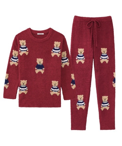 aimerfeel(エメフィール)の「×【アウトレット】モチーフ モールニット 上下セット (男女兼用サイズ)(ルームウェア/パジャマ・レディース・ボルドー/オフホワイト/チャコールグレー/ピンク/ネイビー・LARGE/MEDIUM)」の8枚目の写真